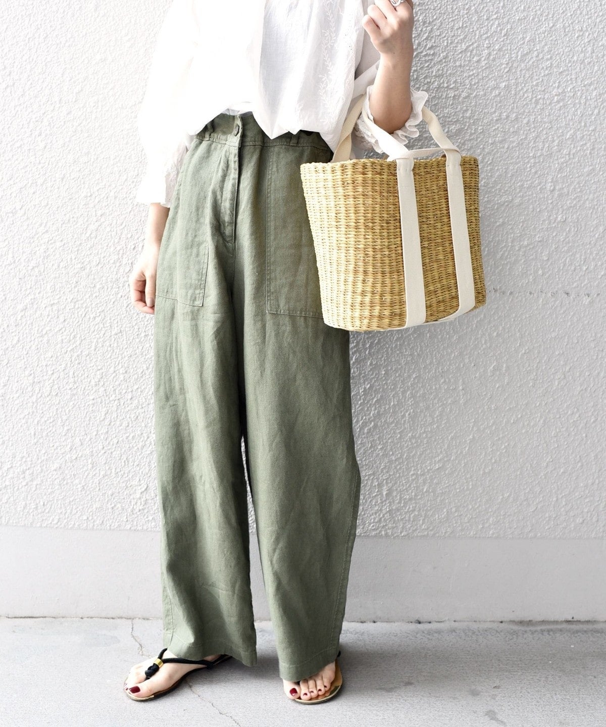 【WEB限定】〈手洗い可能〉リネンキャンバスポケットパンツ