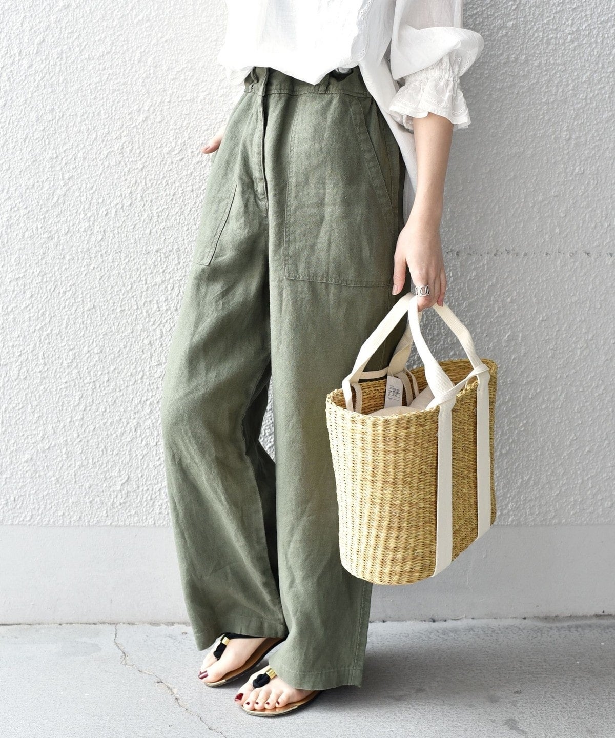 【WEB限定】〈手洗い可能〉リネンキャンバスポケットパンツ