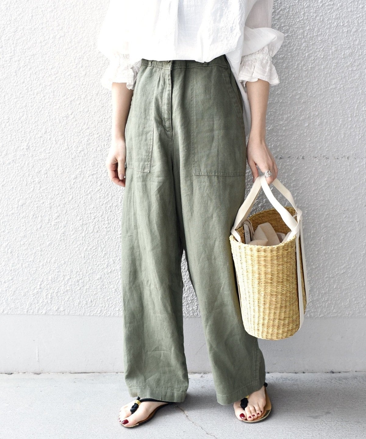 【WEB限定】〈手洗い可能〉リネンキャンバスポケットパンツ