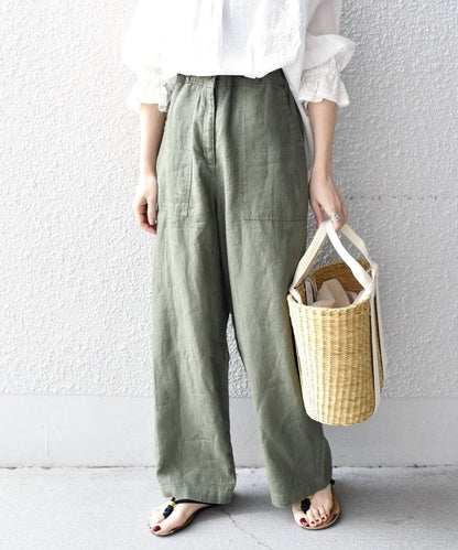 【WEB限定】〈手洗い可能〉リネンキャンバスポケットパンツ