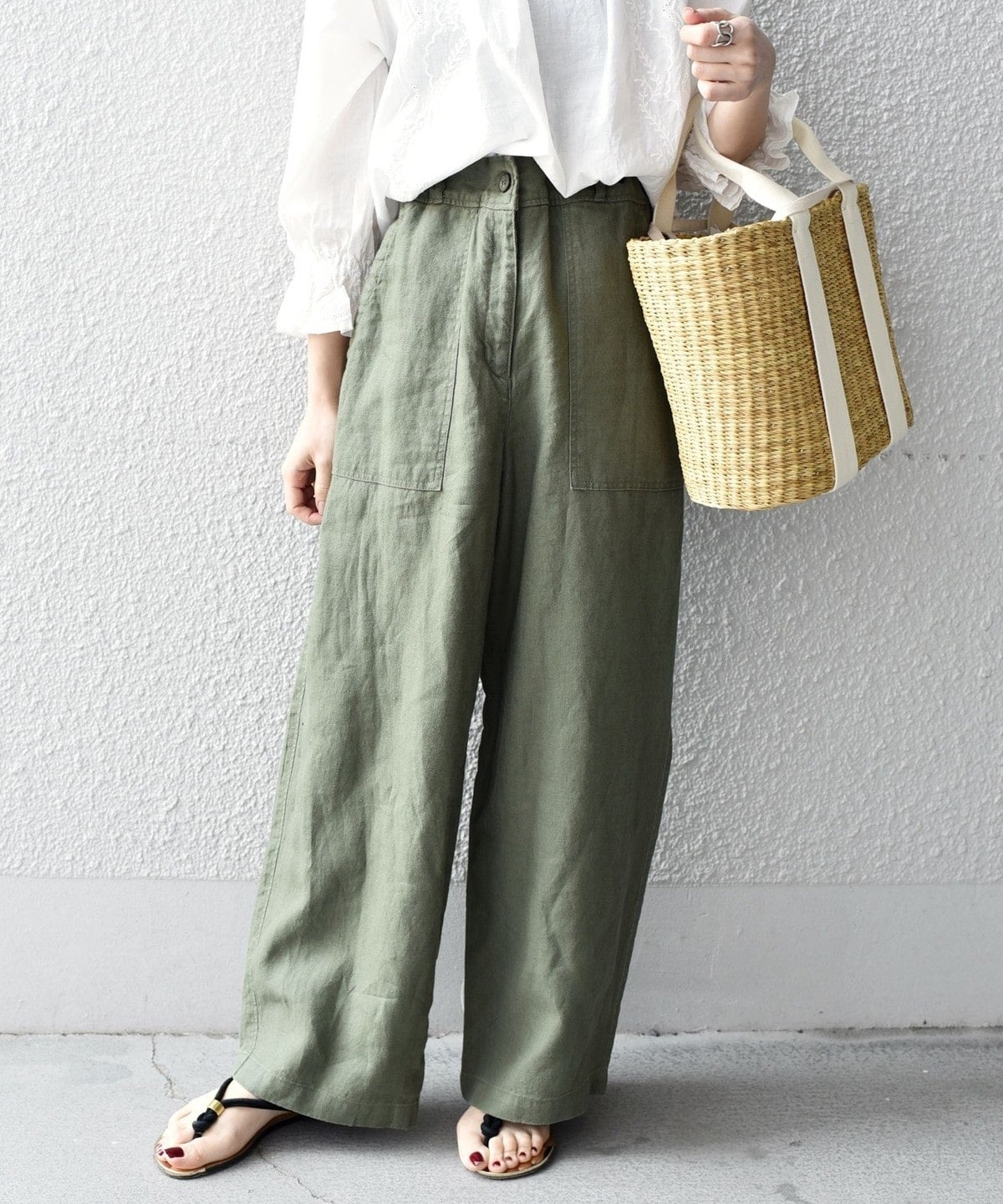 【WEB限定】〈手洗い可能〉リネンキャンバスポケットパンツ