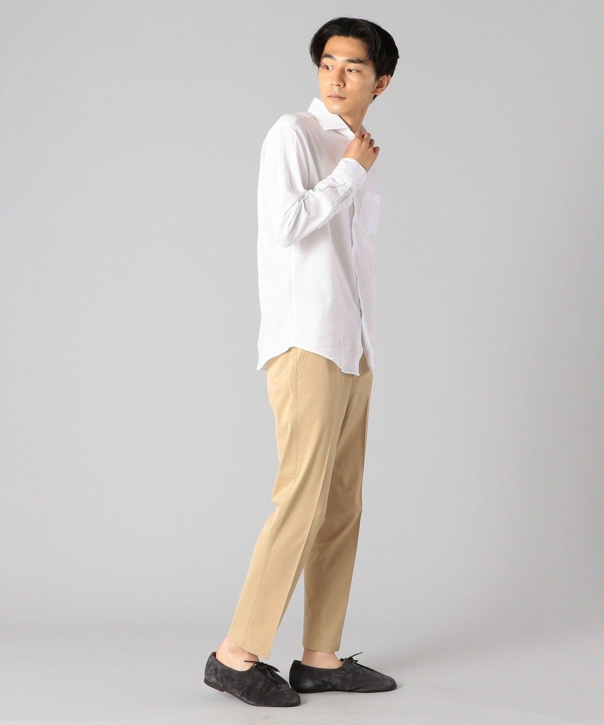 SHIPS: <ストレッチ> セミワイドカラー レノクロス シャツ