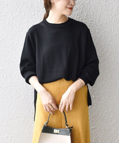 〈手洗い可能〉ウォッシャブルクルーネックニット