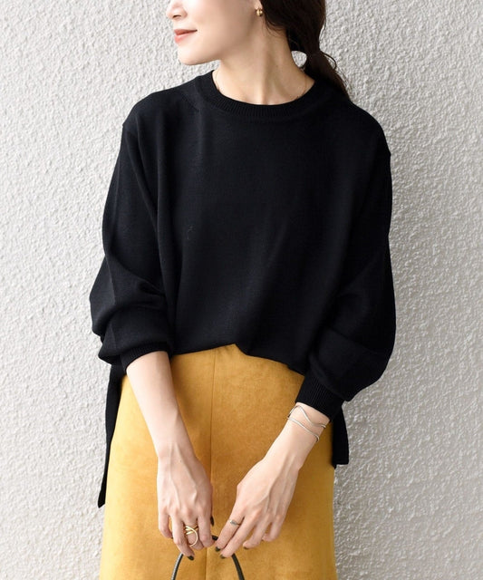 〈手洗い可能〉ウォッシャブルクルーネックニット