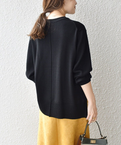 〈手洗い可能〉ウォッシャブルクルーネックニット