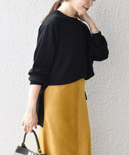 〈手洗い可能〉ウォッシャブルクルーネックニット