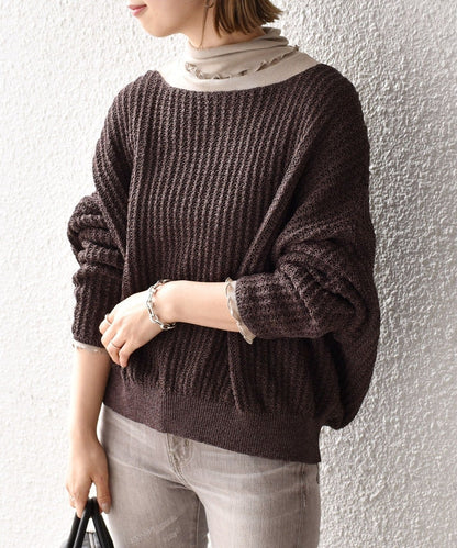 〈手洗い可能〉コットンペーパークルーネックプルオーバー