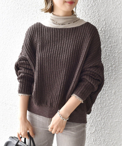 〈手洗い可能〉コットンペーパークルーネックプルオーバー