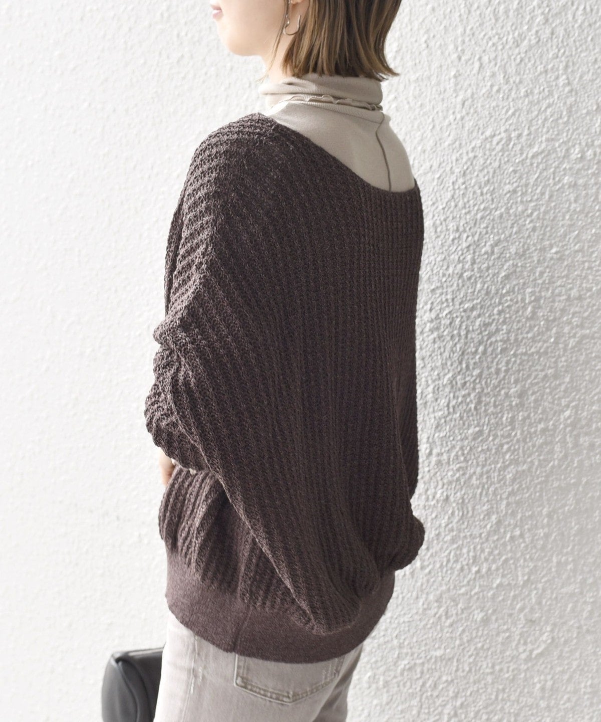 〈手洗い可能〉コットンペーパークルーネックプルオーバー