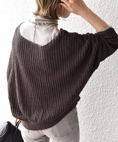 〈手洗い可能〉コットンペーパークルーネックプルオーバー