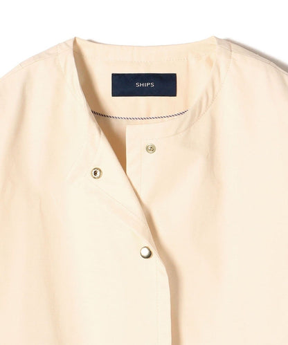 〈撥水加工/手洗い可能〉綿 ナイロン ギャバ ノーカラー ミディ コート 24SS
