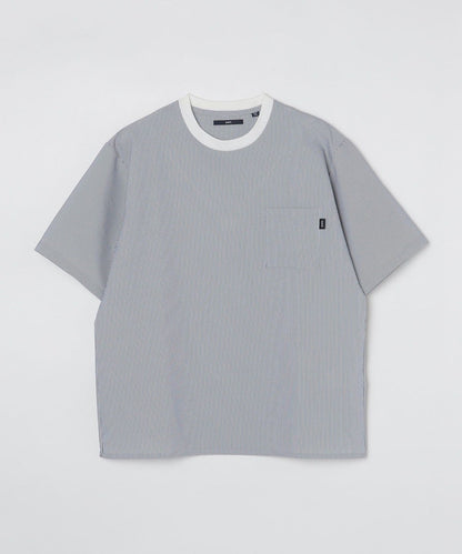 SHIPS: COOLMAX(R) シアサッカー ストライプ クルーネック Tシャツ