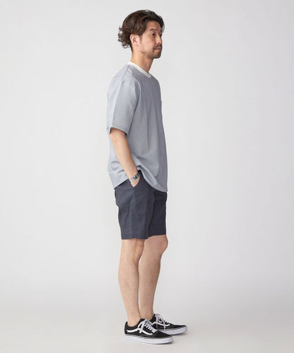 SHIPS: COOLMAX(R) シアサッカー ストライプ クルーネック Tシャツ