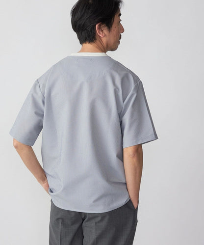 SHIPS: COOLMAX(R) シアサッカー ストライプ クルーネック Tシャツ