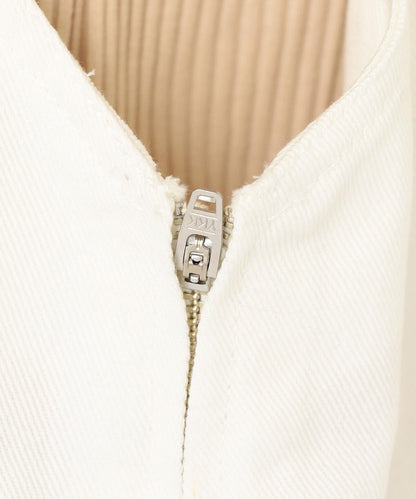 【SHIPS別注】UNIVERSAL OVERALL: Vネックジャンパースカートwhite