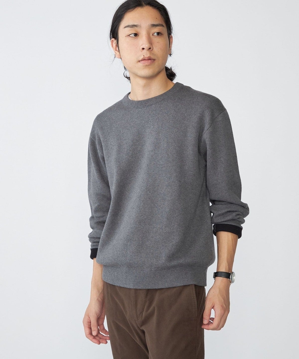 SHIPS:〈手洗い可能〉コットン カシミヤ 単色 クルーネック ニット