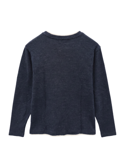 SHIPS: ワッフル フェイクレイヤード クルーネック ロングスリーブ Tシャツ (ロンT)
