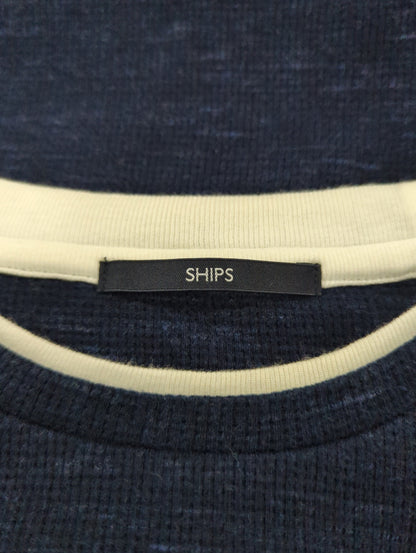 SHIPS: ワッフル フェイクレイヤード クルーネック ロングスリーブ Tシャツ (ロンT)