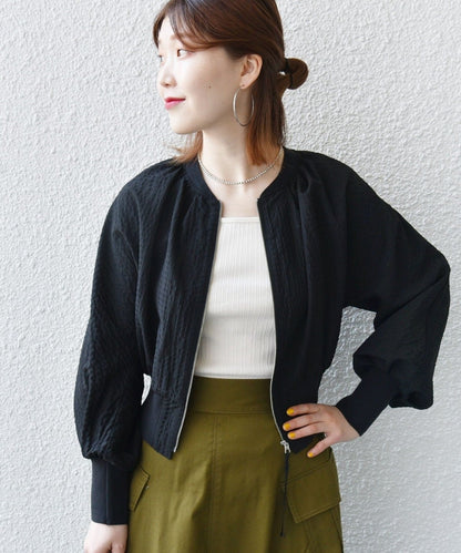 〈手洗い可能〉サッカー バルーン ギャザー ジップ ブルゾン 24SS