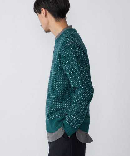 SHIPS: ジャカード バーズアイ クルーネック ニット