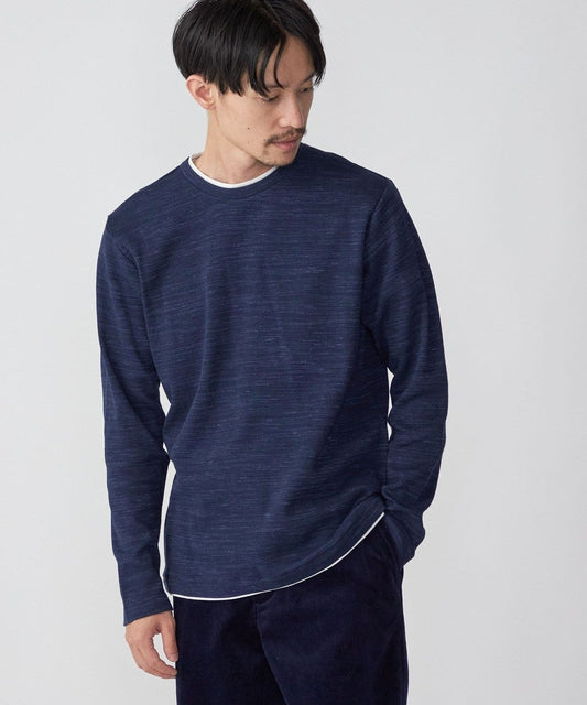 SHIPS: ワッフル フェイクレイヤード クルーネック Tシャツ (ロンT)