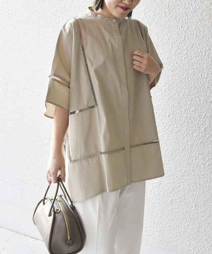 【SHIPS別注】BENCH MARKING SHIRT:〈洗濯機可能〉ハシゴレースシャツ
