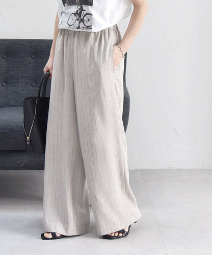 quaranciel:〈洗濯可能〉ストライプ イージー ワイド パンツ（セットアップ対応）