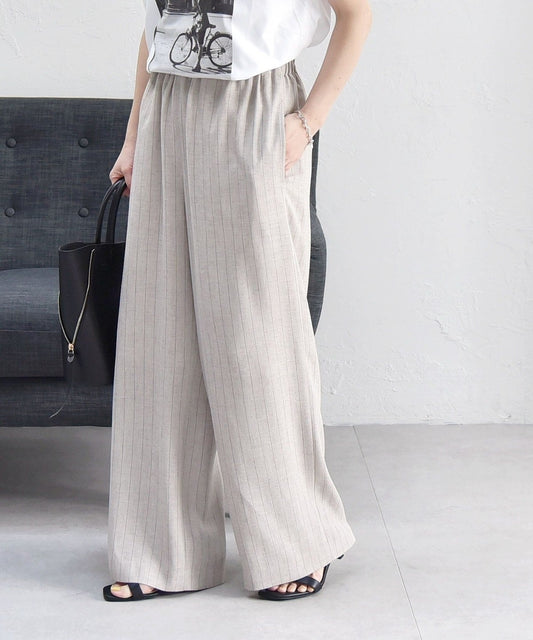 quaranciel:〈洗濯可能〉ストライプ イージー ワイド パンツ（セットアップ対応）