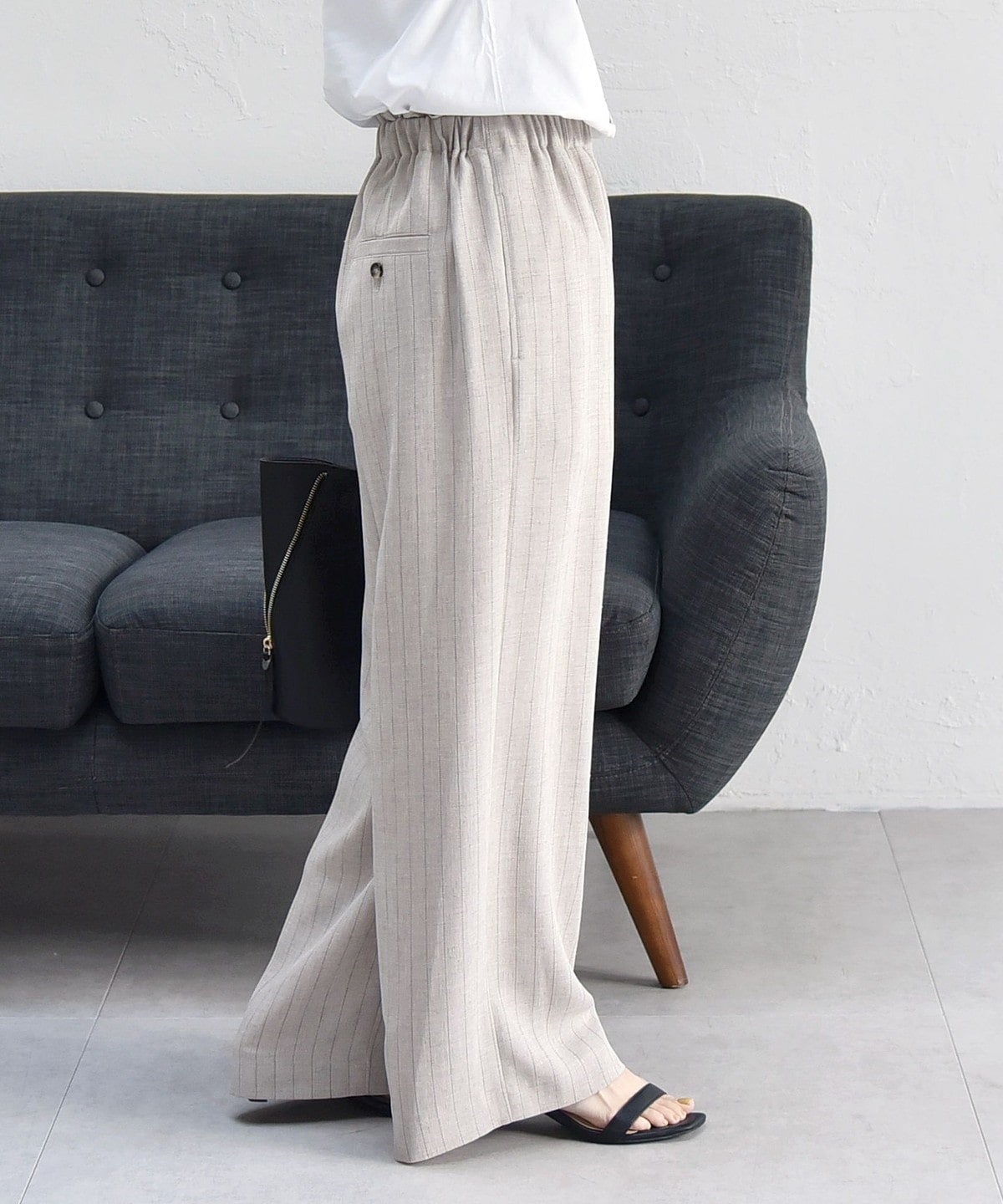 quaranciel:〈洗濯可能〉ストライプ イージー ワイド パンツ（セットアップ対応）