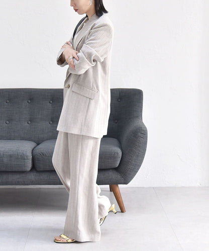 quaranciel:〈洗濯可能〉ストライプ イージー ワイド パンツ（セットアップ対応）