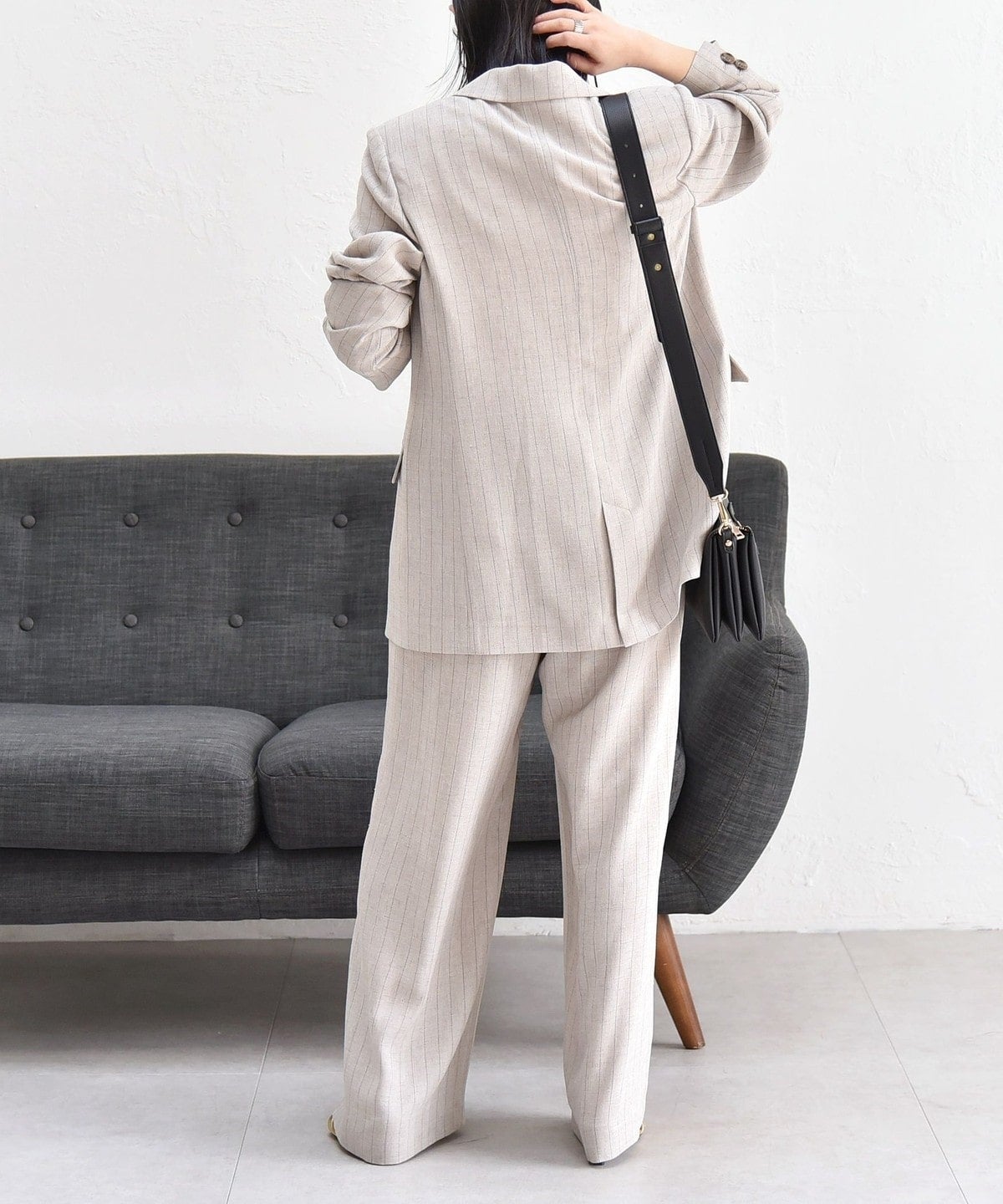 quaranciel:〈洗濯可能〉ストライプ イージー ワイド パンツ（セットアップ対応）