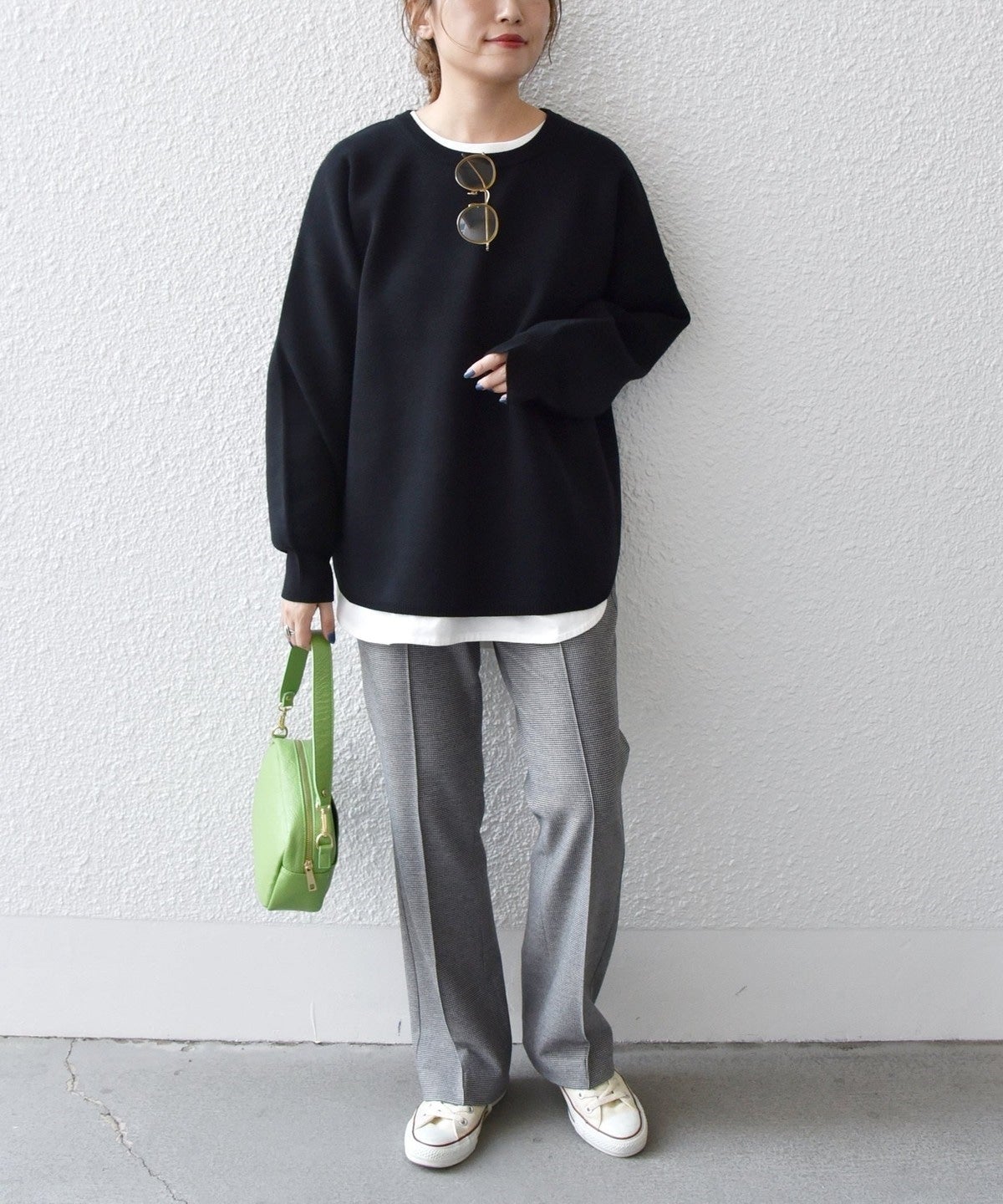 SHIPS any:〈ウォッシャブル〉ピンタック セミフレア イージー チェック フルレングス パンツ