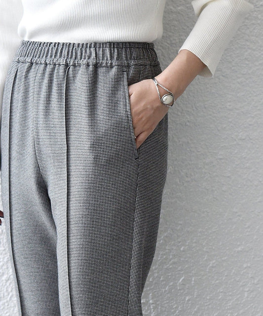 SHIPS any:〈ウォッシャブル〉ピンタック セミフレア イージー チェック フルレングス パンツ