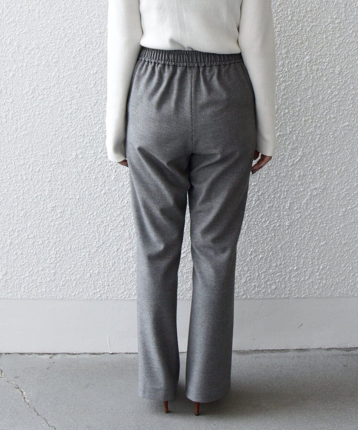 SHIPS any:〈ウォッシャブル〉ピンタック セミフレア イージー チェック フルレングス パンツ