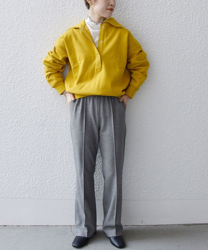 SHIPS any:〈ウォッシャブル〉ピンタック セミフレア イージー チェック フルレングス パンツ