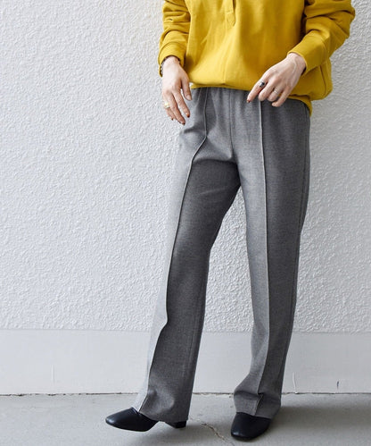 SHIPS any:〈ウォッシャブル〉ピンタック セミフレア イージー チェック フルレングス パンツ