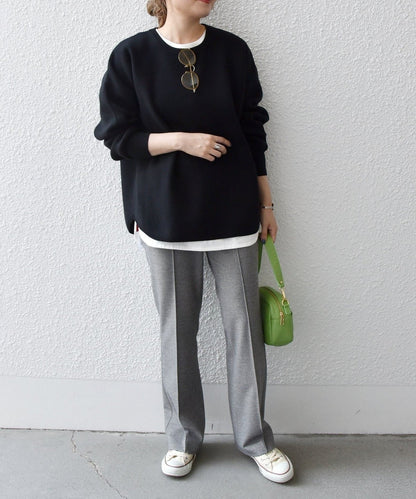 SHIPS any:〈ウォッシャブル〉ピンタック セミフレア イージー チェック フルレングス パンツ