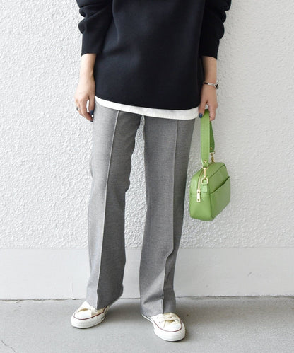 SHIPS any:〈ウォッシャブル〉ピンタック セミフレア イージー チェック フルレングス パンツ