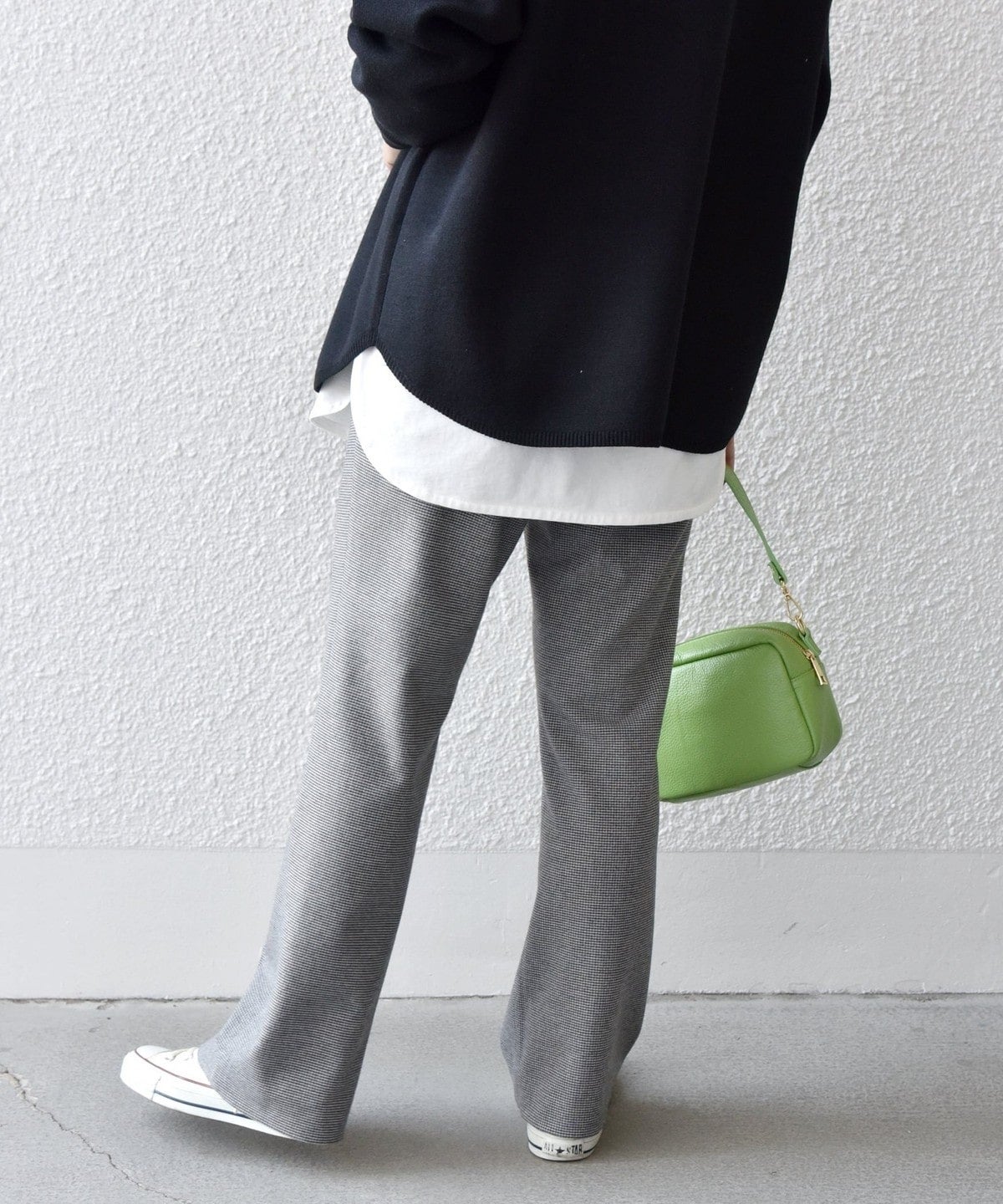 SHIPS any:〈ウォッシャブル〉ピンタック セミフレア イージー チェック フルレングス パンツ