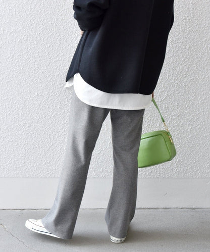 SHIPS any:〈ウォッシャブル〉ピンタック セミフレア イージー チェック フルレングス パンツ