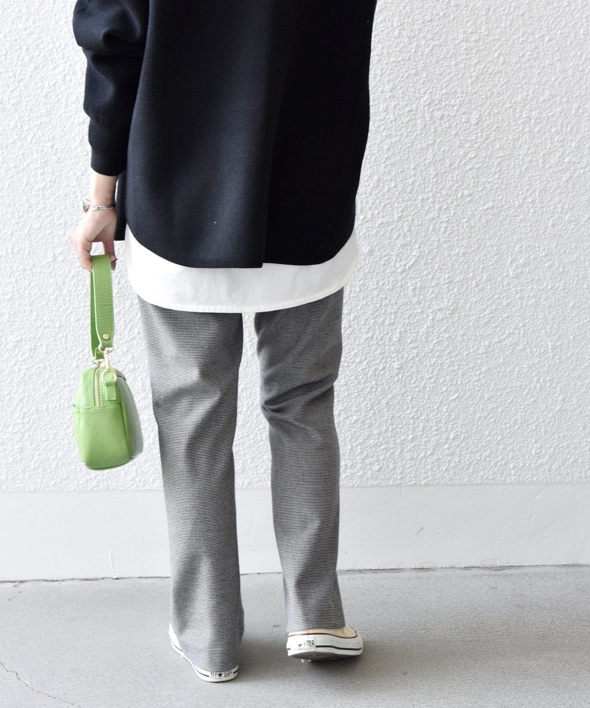 SHIPS any:〈ウォッシャブル〉ピンタック セミフレア イージー チェック フルレングス パンツ