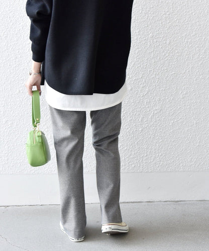 SHIPS any:〈ウォッシャブル〉ピンタック セミフレア イージー チェック フルレングス パンツ