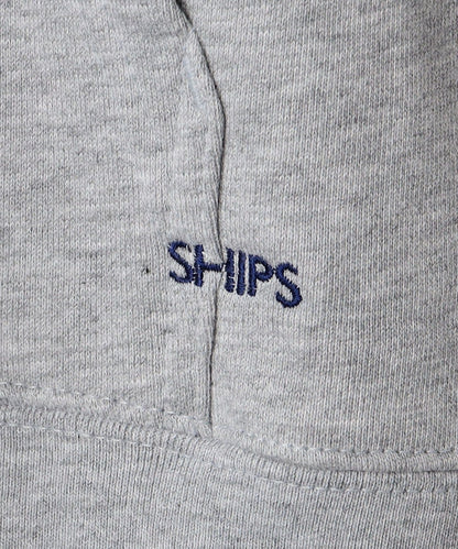 【WEB限定】SHIPS: マイクロ SHIPS 刺繍 ロゴ 裏毛 スウェット プルオーバーパーカー