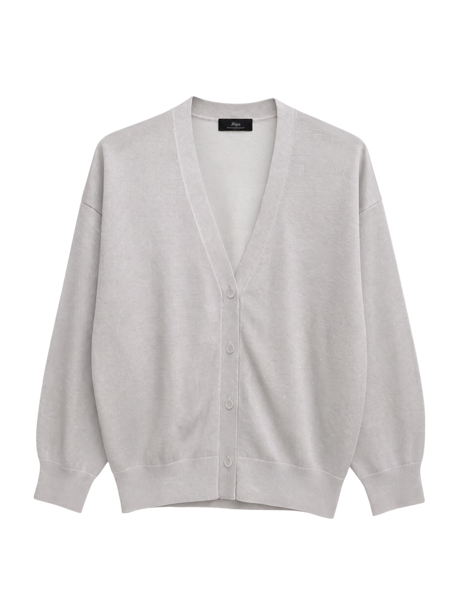 SHIPS Primary Navy Label:〈手洗い可能〉ラメ ニット Vネック カーディガン