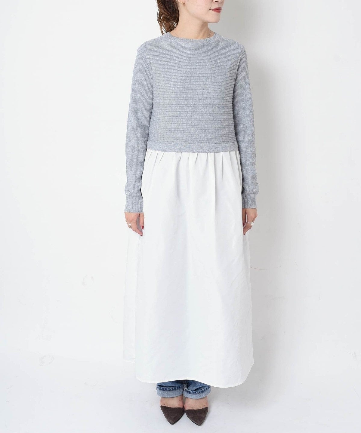 【WEB限定】〈手洗い可能〉ドッキングニットワンピース