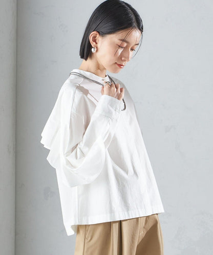 〈手洗い可能〉近江晒 タイプライター ラッフル ブラウス 24SS