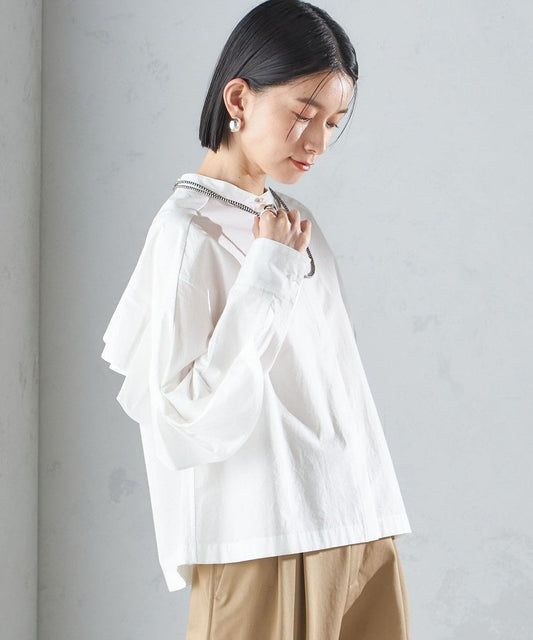 〈手洗い可能〉近江晒 タイプライター ラッフル ブラウス 24SS