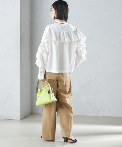 〈手洗い可能〉近江晒 タイプライター ラッフル ブラウス 24SS