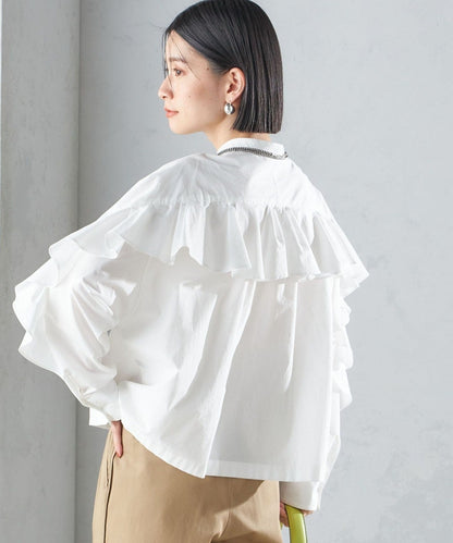 〈手洗い可能〉近江晒 タイプライター ラッフル ブラウス 24SS