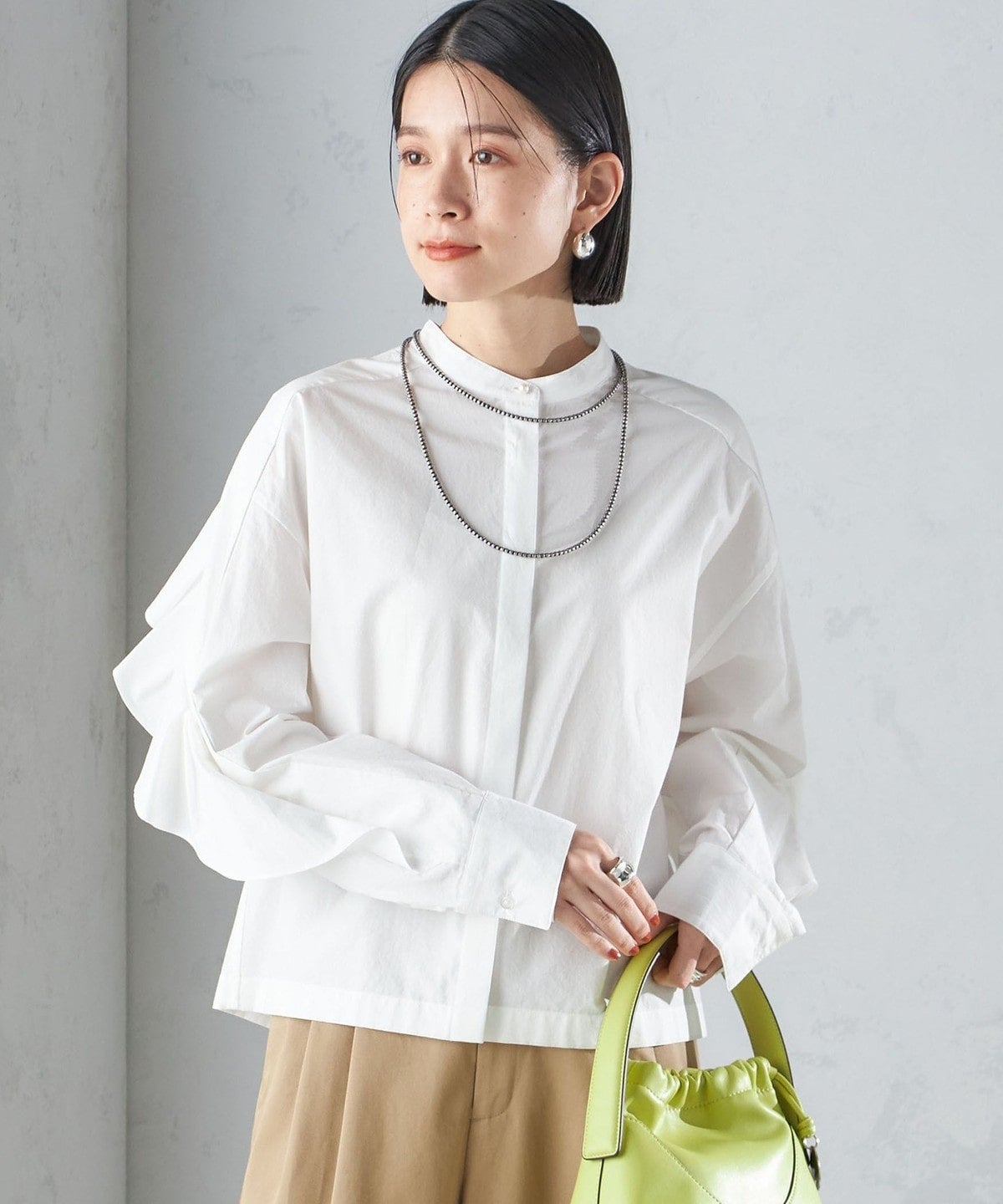 〈手洗い可能〉近江晒 タイプライター ラッフル ブラウス 24SS